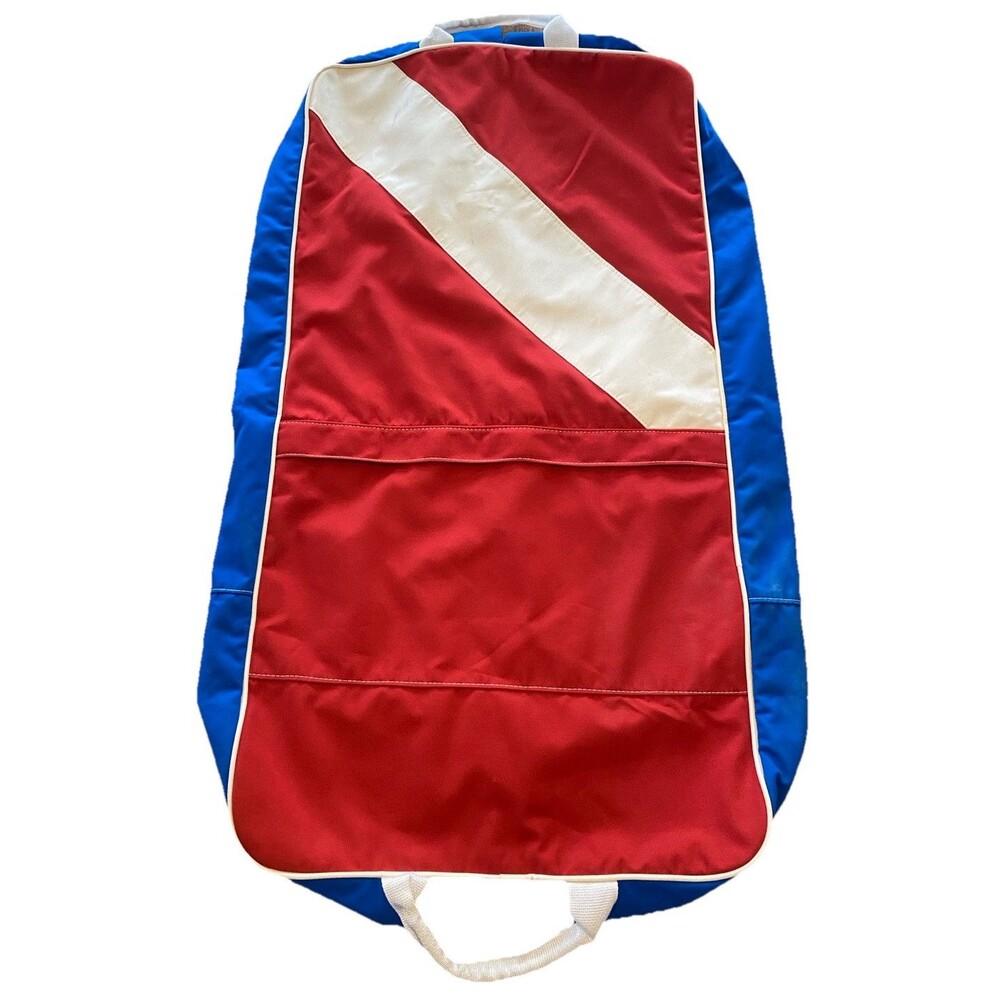Vintage 80's 90's Canvas Hanging Garment Bag Zipped Red White & Blue Luggage